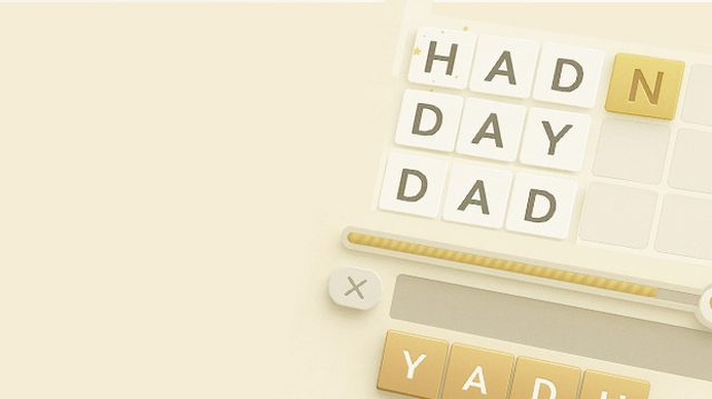 Buchstabenplättchen, die HAD, DAY und DAD ergeben.